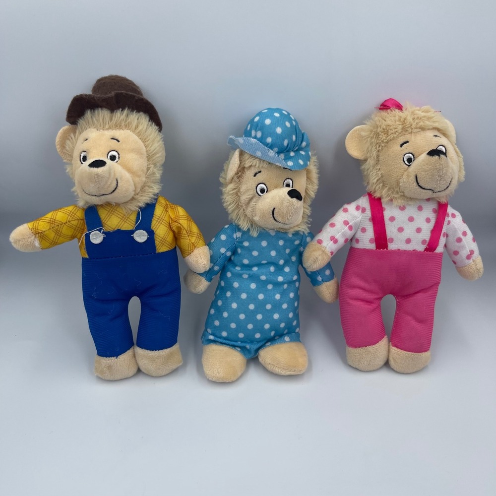 Berenstain Bears Plush Set 3 Papa Mama Sister Bear 8-9" Stuffed Dolls PBS